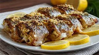 photo of carp roasted with oinion and caraway seeds