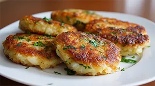 photo of a plate with crispy golden carp cakes