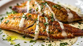 photo with a plate of delicious Baked Catfish Fillets with Horseradish Sauce