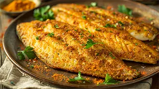 photo of broiled cajun catfish with spicy cornmeal coating
