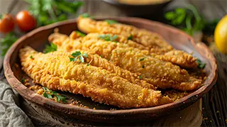 photo of classic fried catfish with golden cornmeal coating