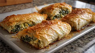 photo of tilapia bruno wrapped in phyllo dough and filled with spinach